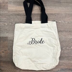 Bride Canvas Tote Bag with Black Handles